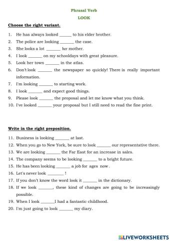 Phrasal verb LOOK