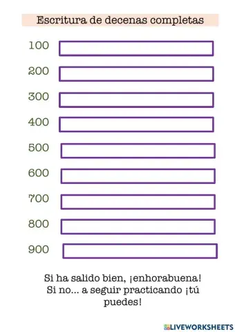 Escritura de números con centenas completas