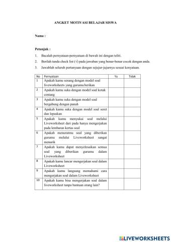 Angket motivasi