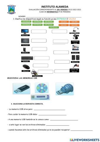 Examen 1er. periodo informatica 4ºprim