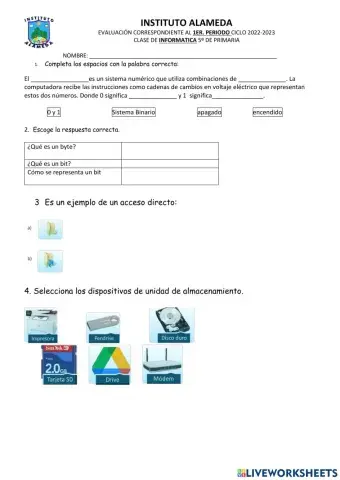 Examen 1er. periodo informatica 5ºp