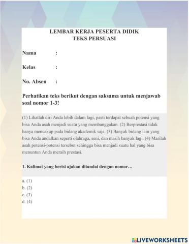 LKPD Bahasa Indonesia Teks Persuasi
