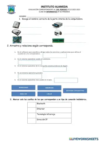 Examen 1er. periodo informática 6º prim