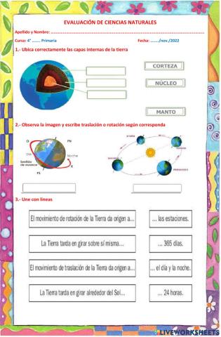 Evaluacion de ciencias naturales