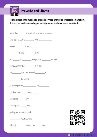 Idioms and proverbs (based on listening)