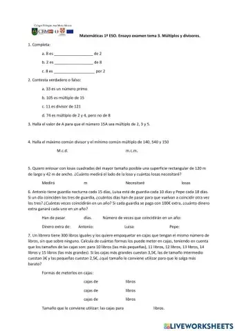 Múltiplo y divisores