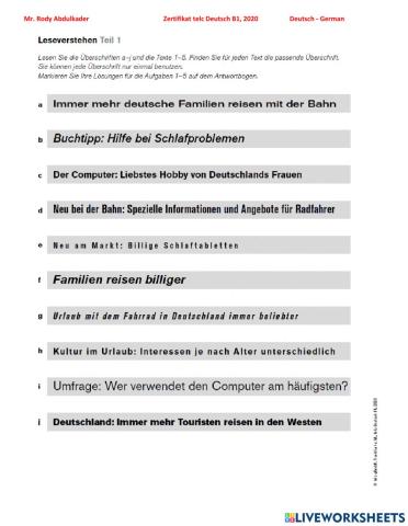 Zertifikat telc Deutsch B1 2020