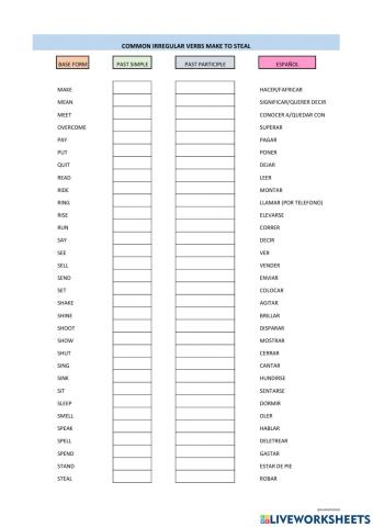 Irregular verbs make to steal