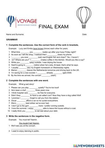 Final English Exam