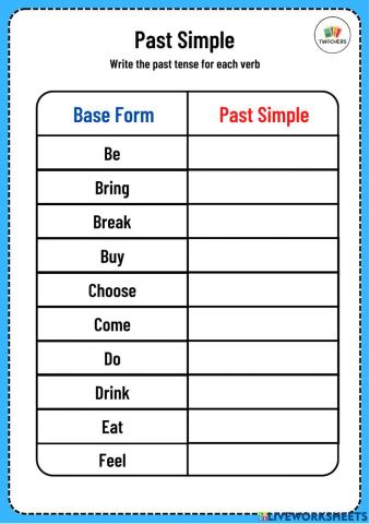 Past Simple Irregular Verbs