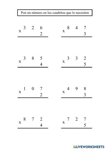 Multiplicaciones por una cifra - 1