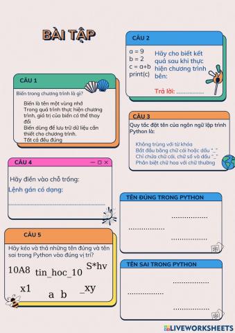 Bài tập kiểm tra bài cũ