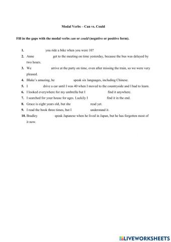 Modal Verbs - Can vs. Could