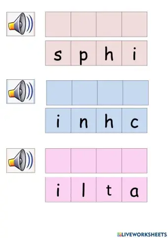 Phonemes ch, sh, ai, ng, th, igh