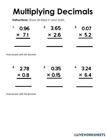 Mutliplying Decimals