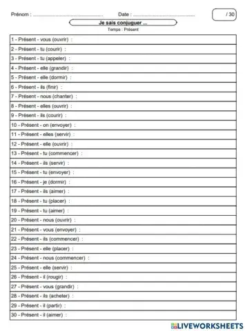Le présent -er--ir