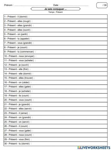 Le présent des verbes en -er et -ir