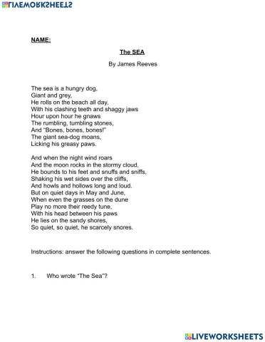 The Sea by James Reeves