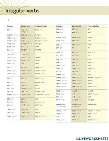 Irregular verbs