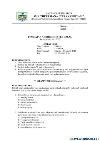 PAS Biologi XI 2022-2023