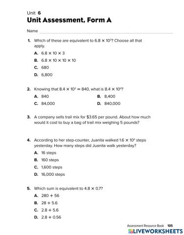 Unit 6 - Multiply decimals