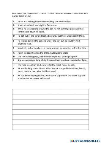 Jumbled up story close up unit 7