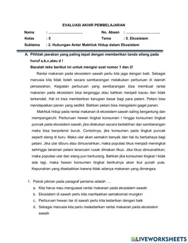 Evaluasi rantai makanan