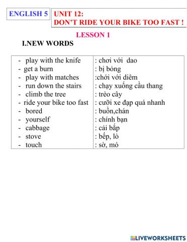 English 5- unit 12- lesson 1