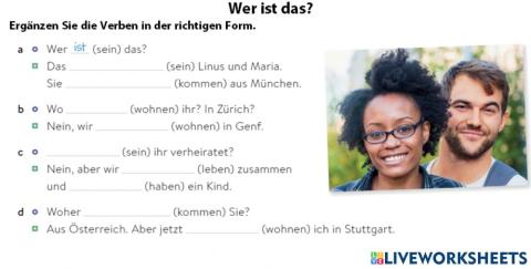 Momente A 1.1. Lektion 2: Verbformen einschreiben