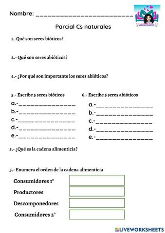 Seres bióticos, abióticos, cadena alimenticia