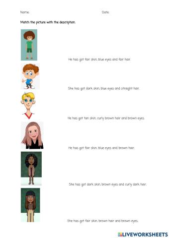 Physical description Written comprehension