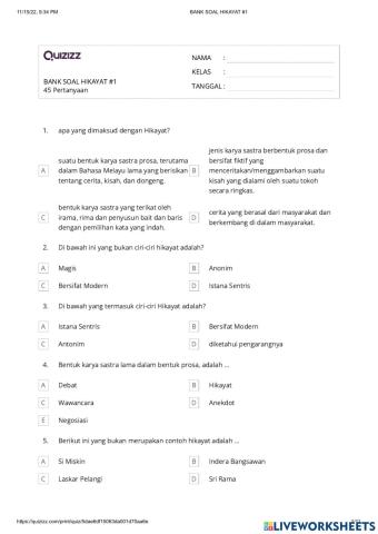 Ulangan harian hikayat