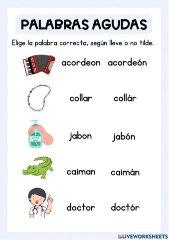 Acentuación palabras agudas