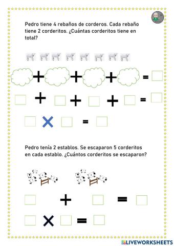 Problemas de multiplicación con sumas-1
