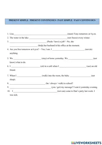 Present and past tenses 2