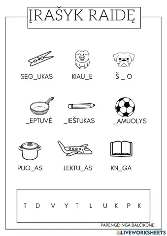 Įrašyk trūkstamą raidę