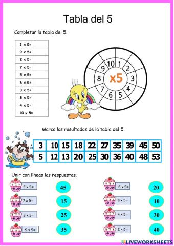 Tabla del  5 - 2ª parte