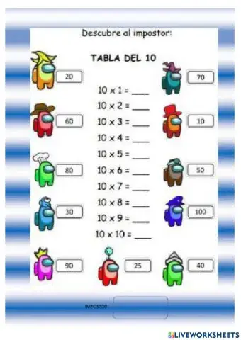 Tabla del 10- 1ª parte