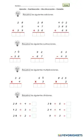 Cálculo con las 4 operaciones básicas