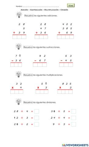 Cálculo con las 4 operaciones básicas