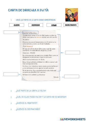 Carta de drácula a su tía