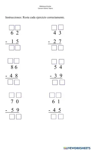 Resta reagrupando 2 dígitos
