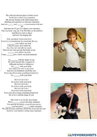 Shape of you- ed sheeran phrasal verbs