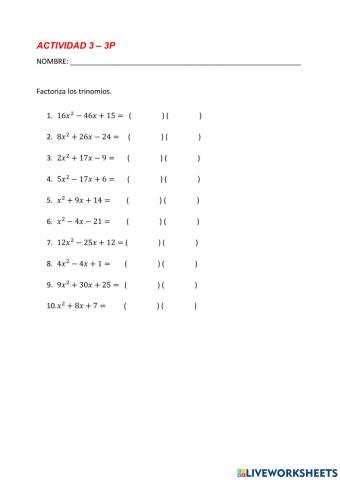 Factorización trinomios