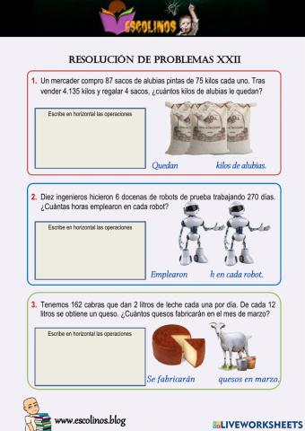 Matemáticas 5º, Resolución de problemas XXII