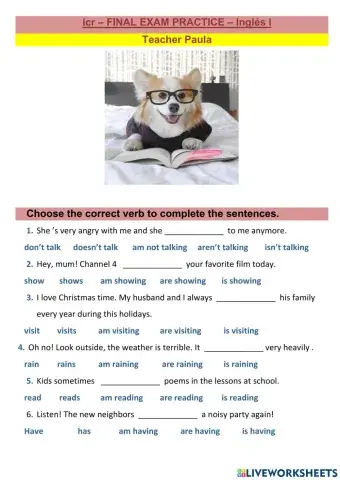 Past simple present simple and continuous picture description