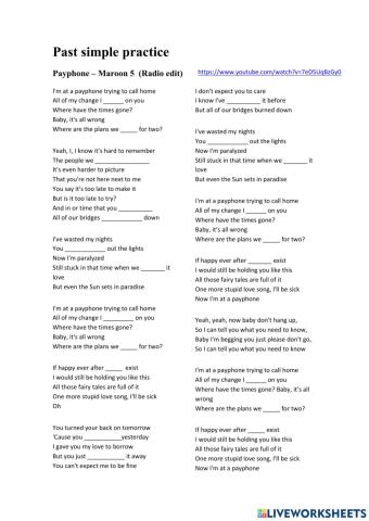 Past simple listening - Payphone Maroon5