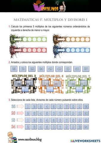 Matemáticas 5º. Múltiplos y divisores I