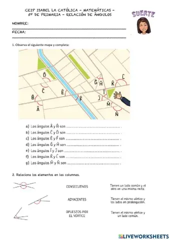 Ángulos adyacentes, consecutivos y opuestos al ángulo