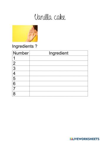 Vanilla cake - listening comprehension